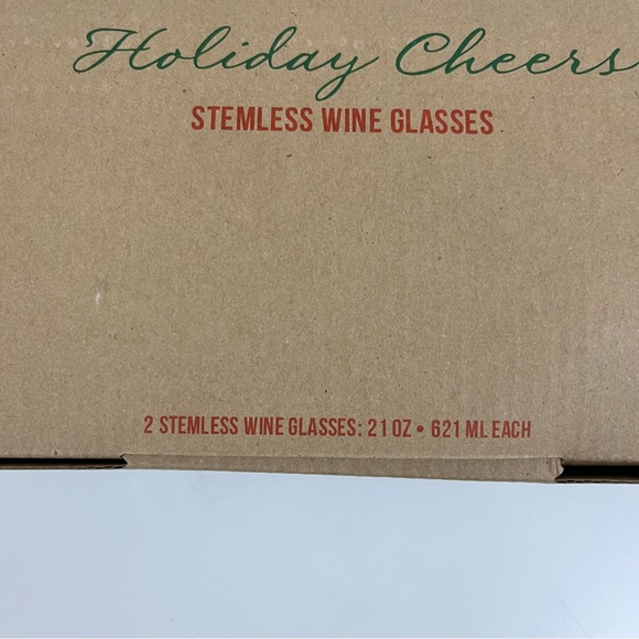 Holiday Cheer Stemless Wine Glasses Santa Snowman Christmas Set of 2 NEW - Picture 7 of 11